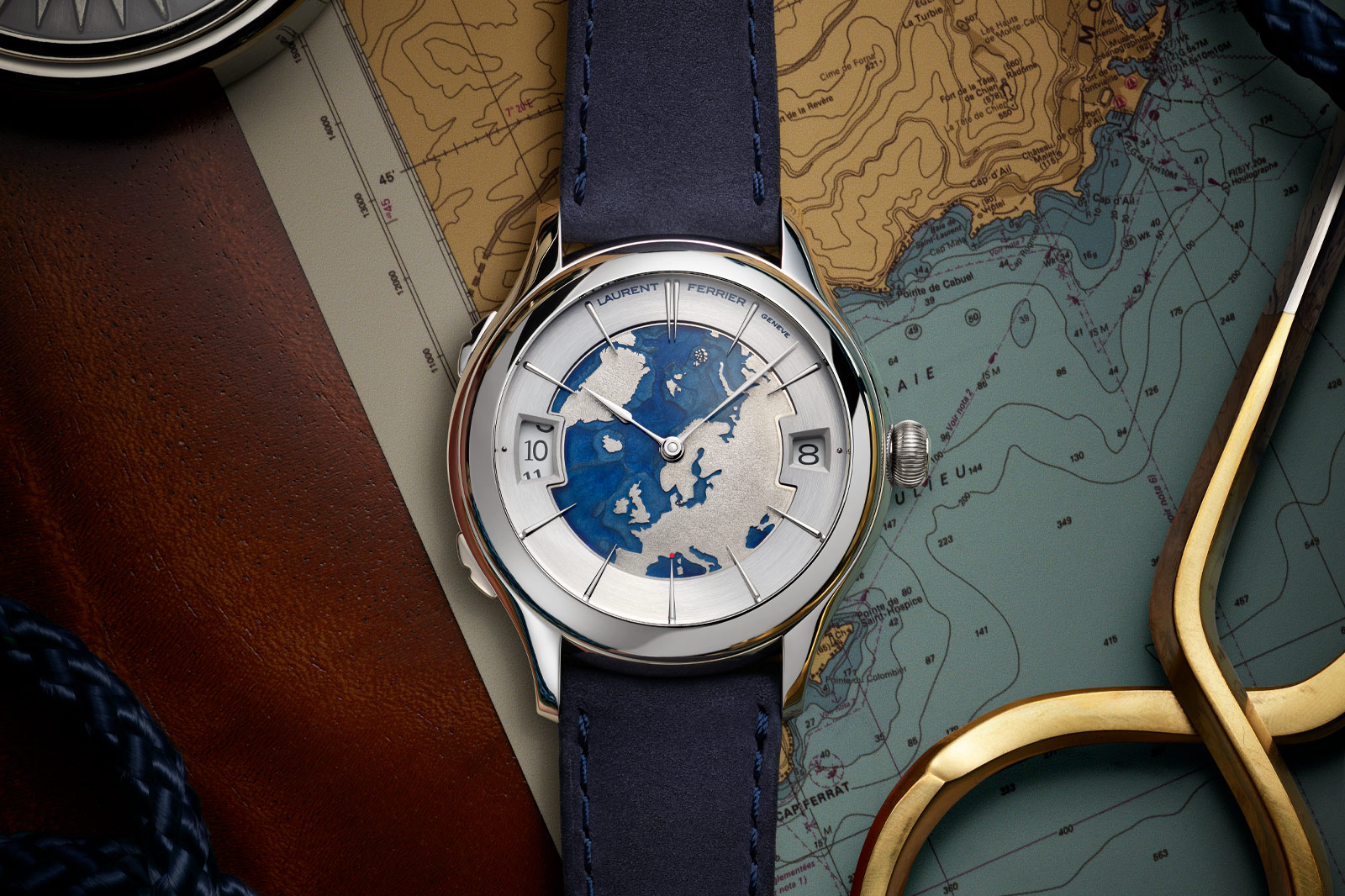 Laurent Ferrier Art in Time Classic Traveller Piece Unique Supports Monaco Red Cross