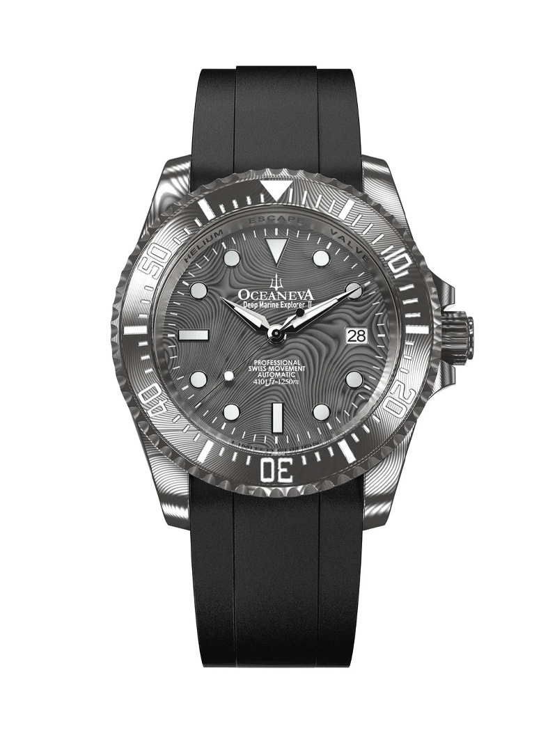 Oceaneva Deep Marine Explorer II Pro Diver Damascus Steel