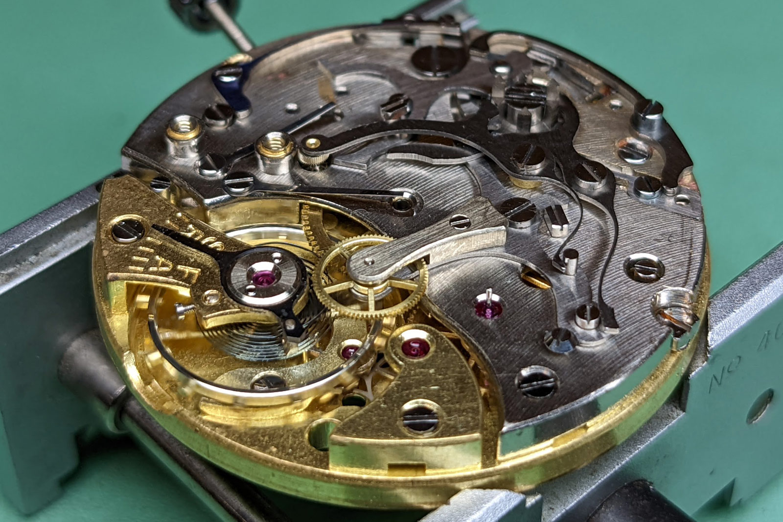 Service work on a watch movement at Harris Horology